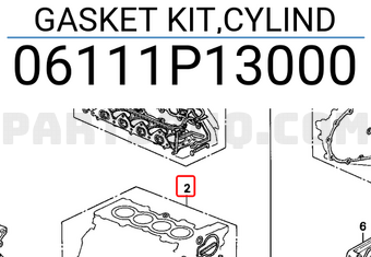 Honda 06111P13000 GASKET KIT,CYLIND