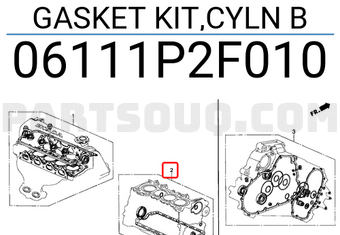 Honda 06111P2F010 GASKET KIT,CYLN B