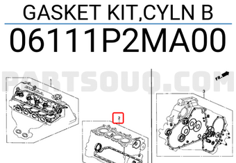 Honda 06111P2MA00 GASKET KIT,CYLN B
