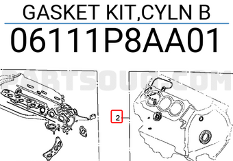 Honda 06111P8AA01 GASKET KIT,CYLN B