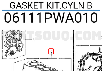 Honda 06111PWA010 GASKET KIT,CYLN B