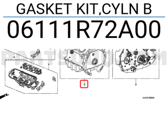 Honda 06111R72A00 GASKET KIT,CYLN B