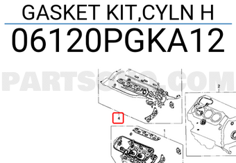 Honda 06120PGKA12 GASKET KIT,CYLN H