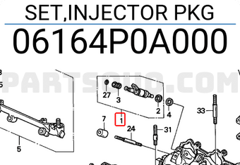 Honda 06164P0A000 SET,INJECTOR PKG