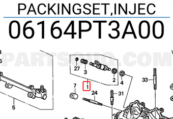 Honda 06164PT3A00 PACKINGSET,INJEC