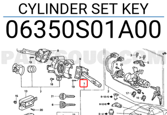 Honda 06350S01A00 CYLINDER SET KEY