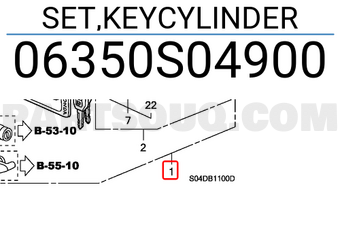 Honda 06350S04900 SET,KEYCYLINDER