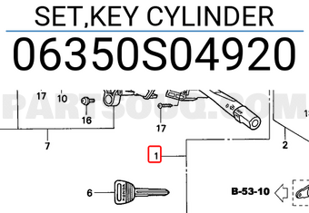 Honda 06350S04920 SET,KEY CYLINDER