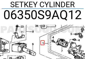 Honda 06350S9AQ12 SETKEY CYLINDER