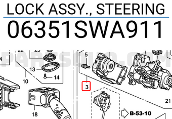 Honda 06351SWA911 LOCK ASSY., STEERING
