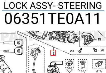 Honda 06351TE0A11 LOCK ASSY- STEERING