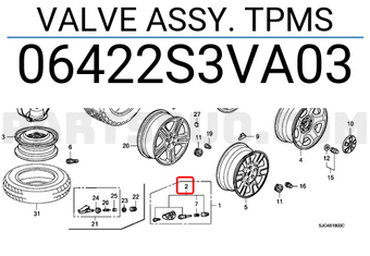 Honda 06422S3VA03 VALVE ASSY. TPMS