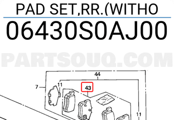 Honda 06430S0AJ00 PAD SET,RR.(WITHO