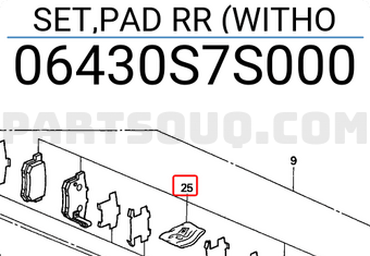 Honda 06430S7S000 SET,PAD RR (WITHO