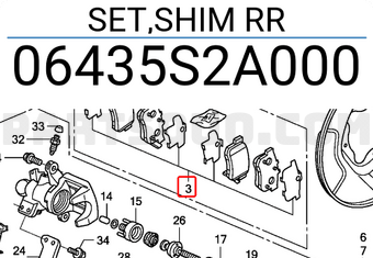 Honda 06435S2A000 SET,SHIM RR