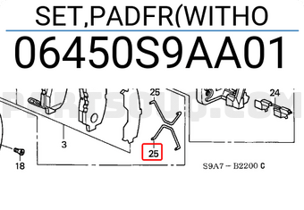 Honda 06450S9AA01 SET,PADFR(WITHO