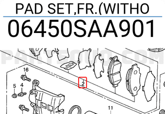 Honda 06450SAA901 PAD SET,FR.(WITHO