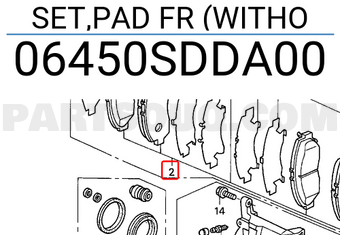 Honda 06450SDDA00 SET,PAD FR (WITHO