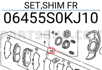Honda 06455S0KJ10 SET,SHIM FR