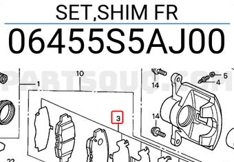 Honda 06455S5AJ00 SET,SHIM FR