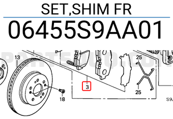 Honda 06455S9AA01 SET,SHIM FR