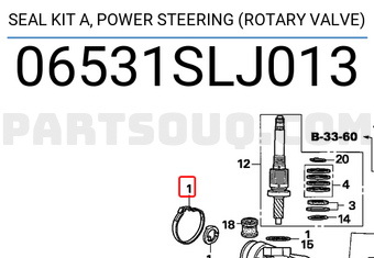 Honda 06531SLJ013 SEAL KIT A, POWER STEERING (ROTARY VALVE)