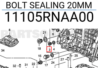 Honda 11105RNAA00 BOLT SEALING 20MM