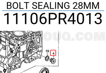 Honda 11106PR4013 BOLT SEALING 28MM