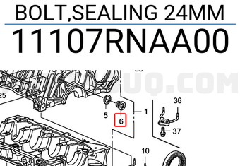 Honda 11107RNAA00 BOLT,SEALING 24MM