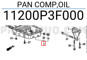 Honda 11200P3F000 PAN COMP,OIL