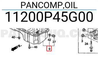 Honda 11200P45G00 PANCOMP,OIL