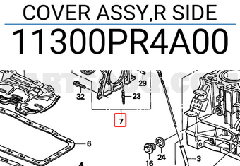 Honda 11300PR4A00 COVER ASSY,R SIDE