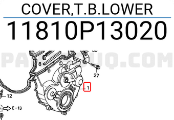 Honda 11810P13020 COVER,T.B.LOWER