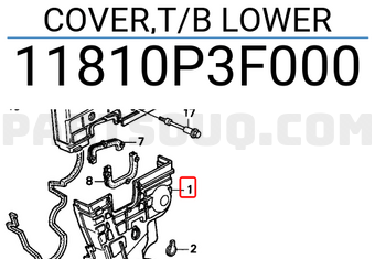 Honda 11810P3F000 COVER,T/B LOWER
