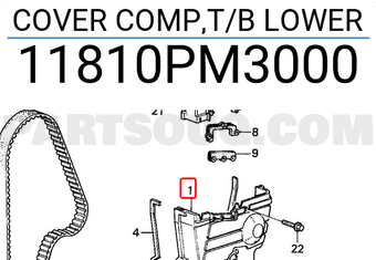 Honda 11810PM3000 COVER COMP,T/B LOWER