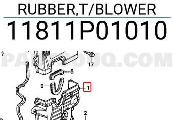 Honda 11811P01010 RUBBER,T/BLOWER