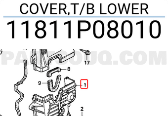 Honda 11811P08010 COVER,T/B LOWER