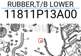 Honda 11811P13A00 RUBBER,T/B LOWER