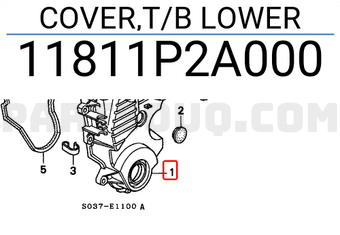 Honda 11811P2A000 COVER,T/B LOWER