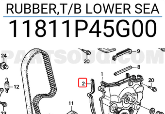 Honda 11811P45G00 RUBBER,T/B LOWER SEA