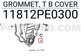 Honda 11812PE0300 GROMMET, T B COVER