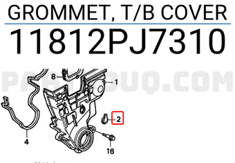 Honda 11812PJ7310 GROMMET, T/B COVER