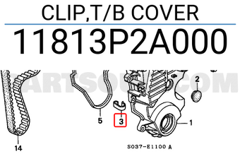 Honda 11813P2A000 CLIP,T/B COVER