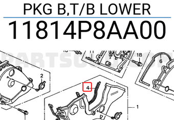 Honda 11814P8AA00 PKG B,T/B LOWER