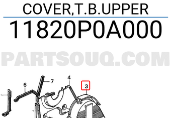 Honda 11820P0A000 COVER,T.B.UPPER
