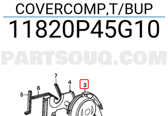 Honda 11820P45G10 COVERCOMP,T/BUP
