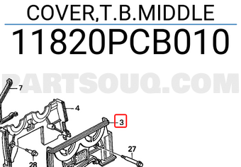 Honda 11820PCB010 COVER,T.B.MIDDLE