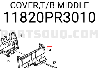 Honda 11820PR3010 COVER,T/B MIDDLE
