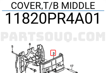 Honda 11820PR4A01 COVER,T/B MIDDLE