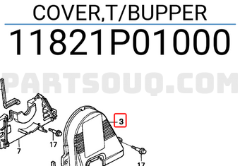 Honda 11821P01000 COVER,T/BUPPER